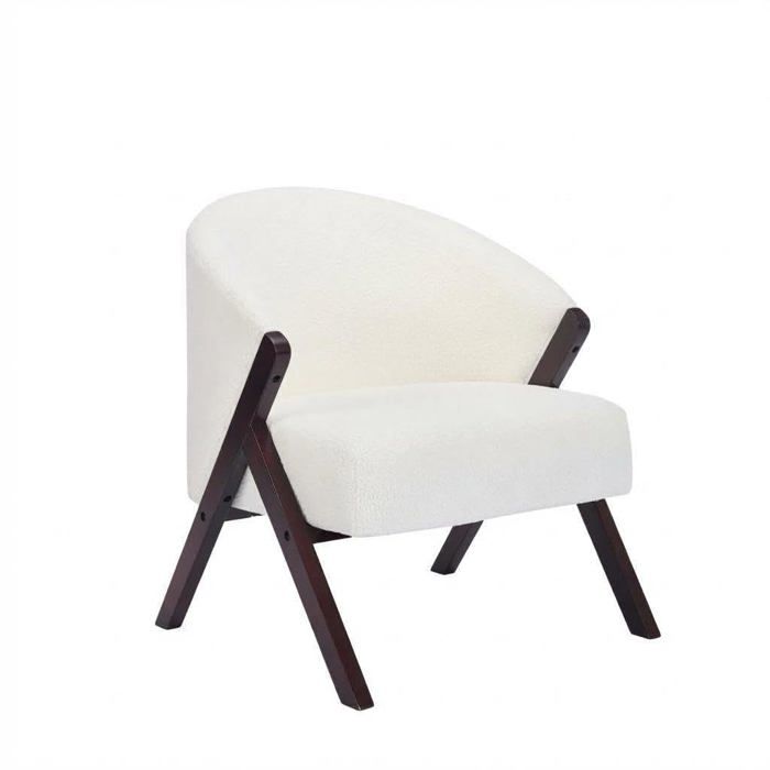 Fauteuil lounge compact - LUNSY - Design discret - Assise profonde et rembourrée - Structure en bois - Pieds robustes