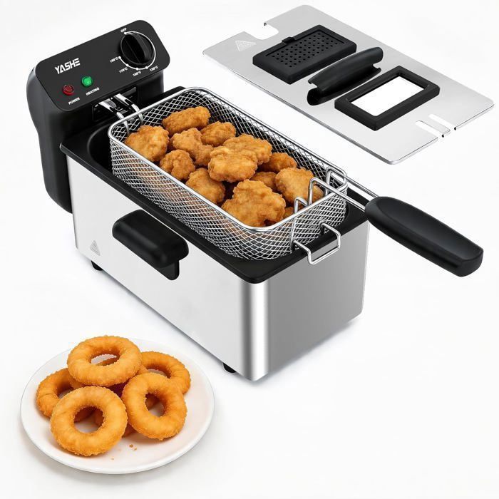 Friteuse Électrique YASHE 32L - 1500W - Acier Inoxydable - Hublot de contrôle et Thermostat réglable