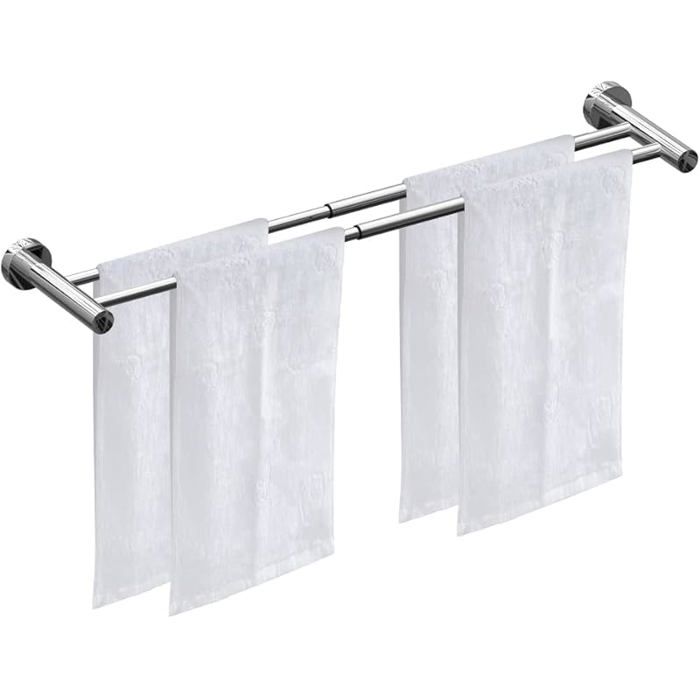 Porte Serviette Rétractable 43-72CM Porte-Serviettes Barre Porte-Serviette Acier Inoxydable Porte-Serviettes Double Barre