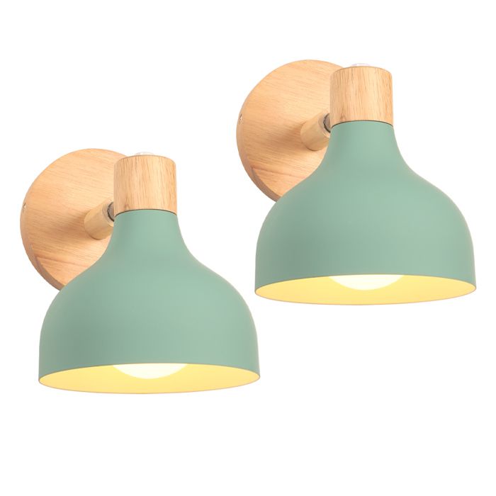 iDEGU 2x Applique Murale Intérieur Vintage E27 Moderne Lampe Murale Industriel en Bois Métal 15cm Éclairage Murale Réglable Spot LED