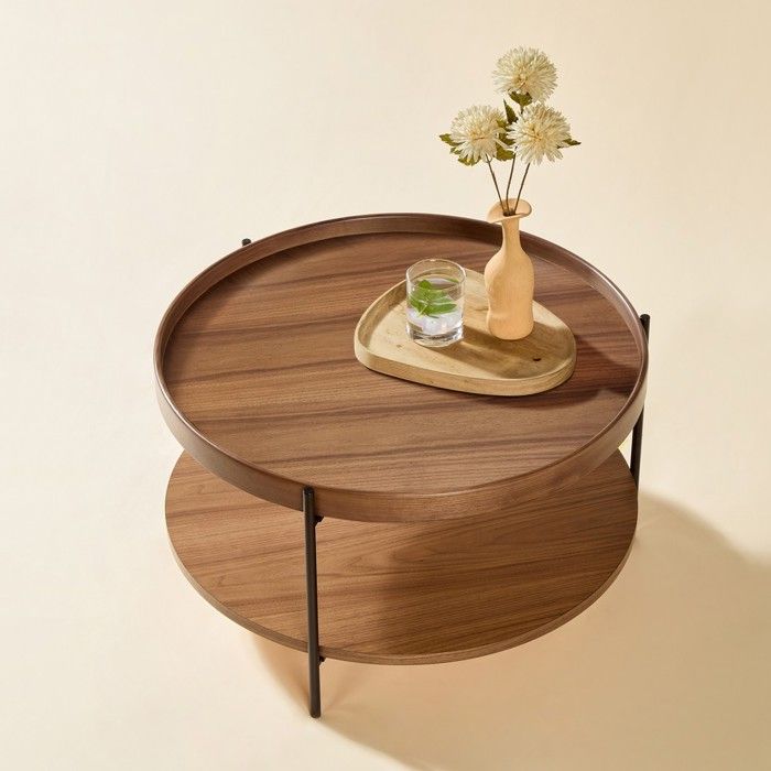 Table basse - MINIMAL - MINIMAL HOME - Rond - Bois massif & MDF - Plateau placage frêne