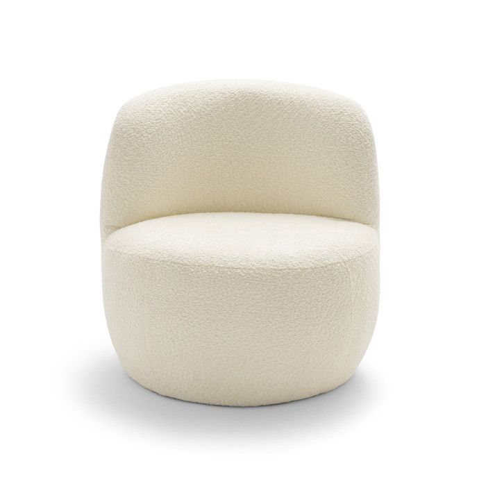 Mo - Fauteuil rond en tissu bouclette - Blanc Mo - Fauteuil rond en tissu bouclette - Blanc