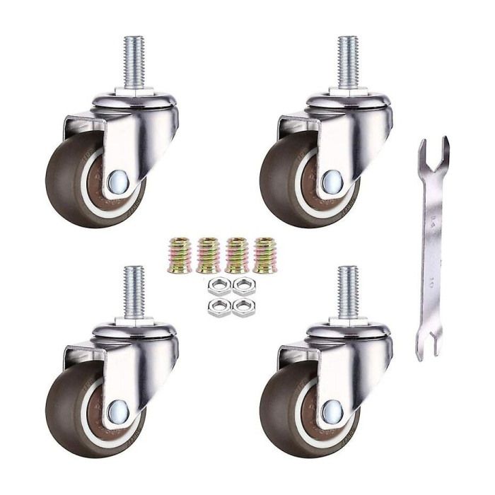 Lot de 4 roulettes pivotantes pour meubles - M6 x 15 mm Filetage 25 Caoutchouc souple TPE Mini (25 mm)