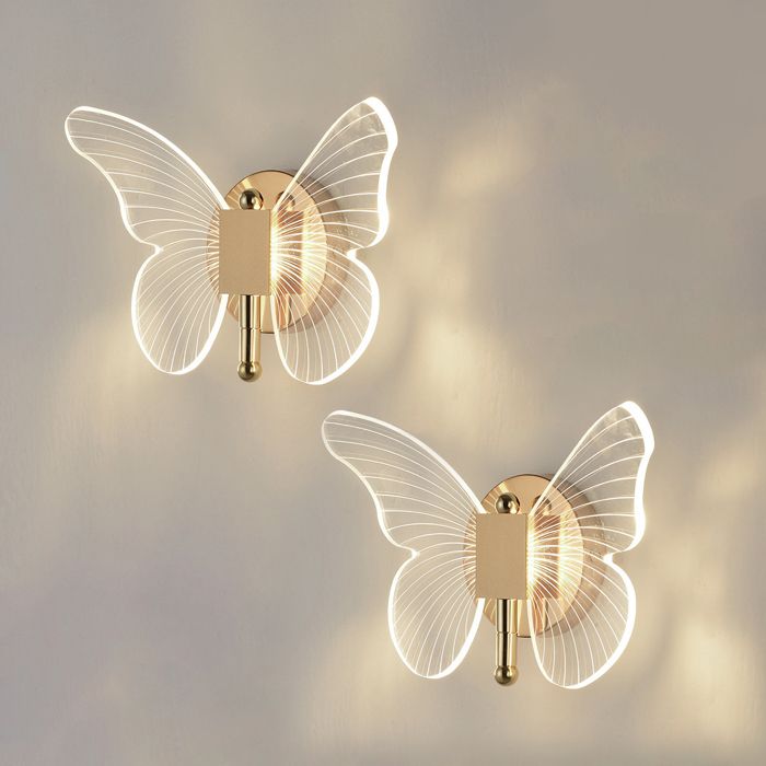 SNOGOLD 2X Applique Murale LED Moderne Lampe Murale Forme Papillon en Acrylique Intérieur Veilleuse Lumière Neutre pour Chambre -A