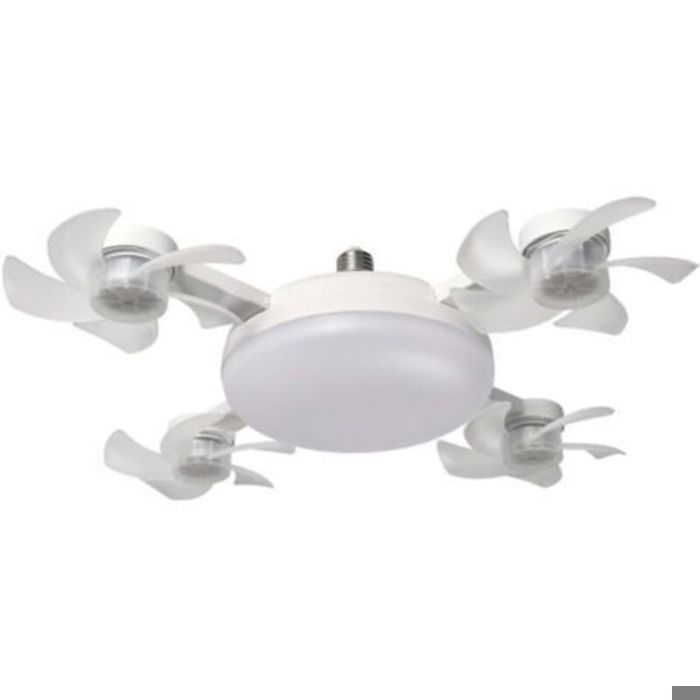 Ventilateur de plafond LED 4 têtes - Douceur et intensité variable - 3 vitesses de ventilation - Minuterie programmable - Téléco