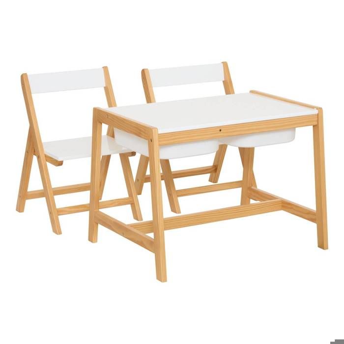 Bureau enfant Bako 2 chaises 2 tiroirs blanc - Atmosphera Créateur dintérieur