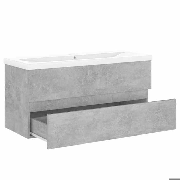Meuble sous lavabo - Armoire dévier avec lavabo intégré - vidaXL - Gris béton - aggloméré - 100 x 385 x 45 cm - 1 tiroir 938007