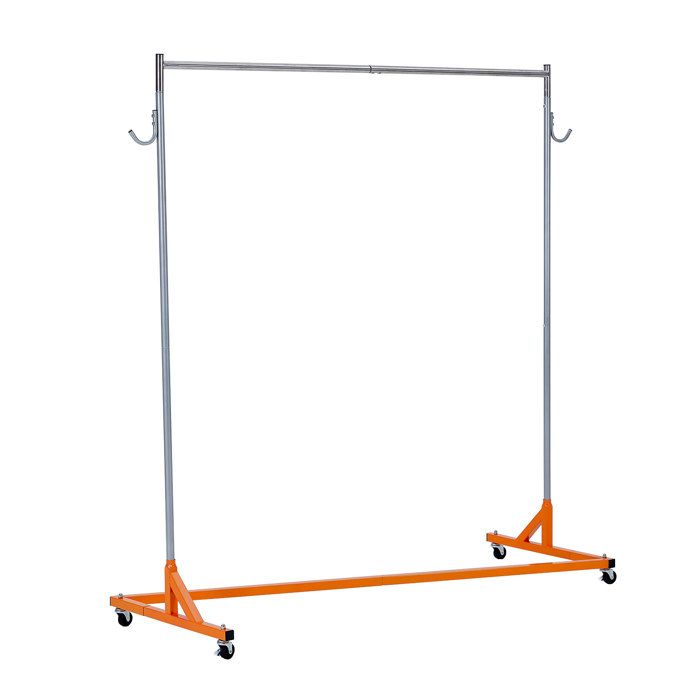 Portant à vêtements industriel Z-base robuste – Roulettes 360° – Pour chambre ou salon – Rangement sur roulettes-160x61x168cm-orange