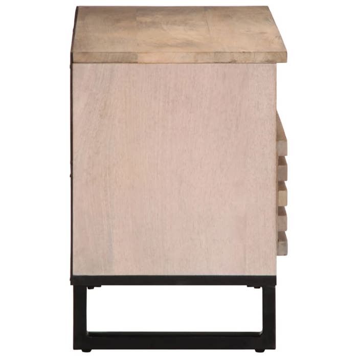 Gris Armoire multimédia Meuble HIFI (1 PC) Pour salon 80x34x46 cm bois massif de manguier N2453