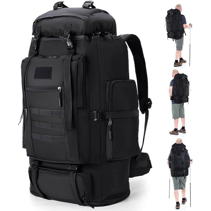 Sac À Dos De Randonnée 100L - Grande Capacité Pour Voyage Camping Trekking - Léger Et Imperméable Pour Homme Femme Sports D[F57]