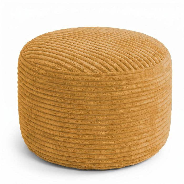 Pouf Rond Repose-Pieds Salon - Housse Lavable Jaune Moutarde Garnissage Mousse 50x30 cm - Confort & Douceur