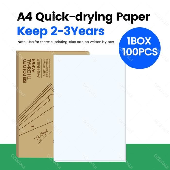 Lot De 100 Feuilles De Papier Pour Imprimantes Thermiques A4, 210
