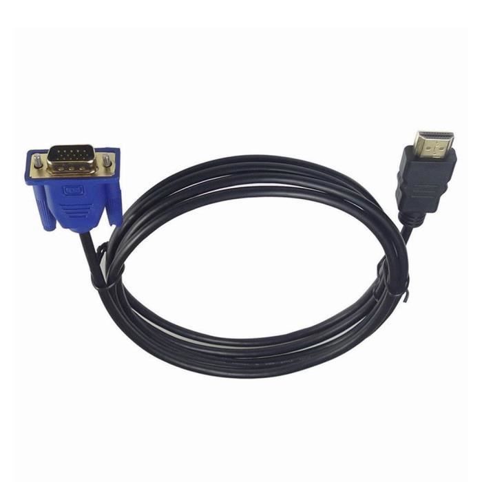 Adaptateur VGA Vers HDMI Avec Audio - Noir, 20cm, Compatible 1080p, Pour PC, Moniteurs, Projecteurs