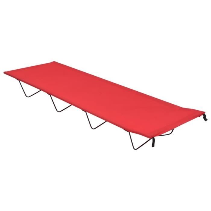 Lit de camping 180x60x19 cm Tissu Oxford et acier Rouge-KON7793394349598