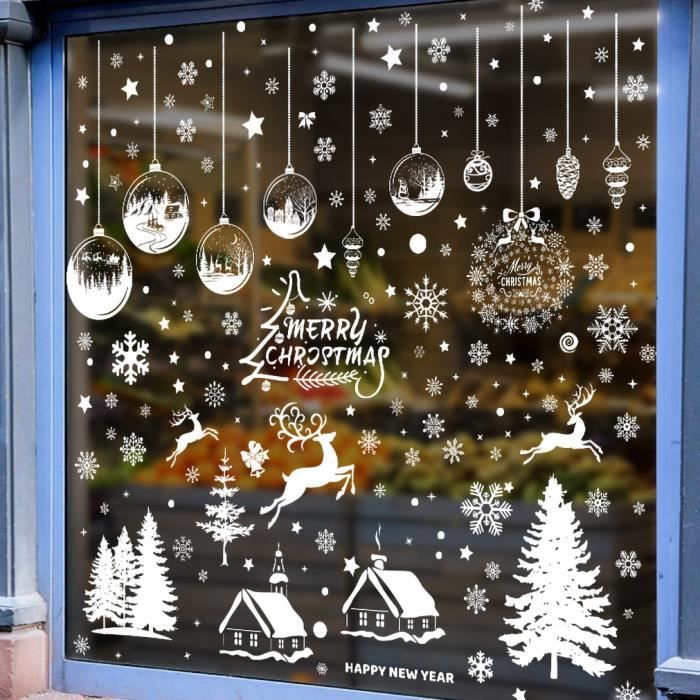 48 Réutilisable Noël Flocons de Neige Autocollants Decals Home Shop Windows Decor Cadeau