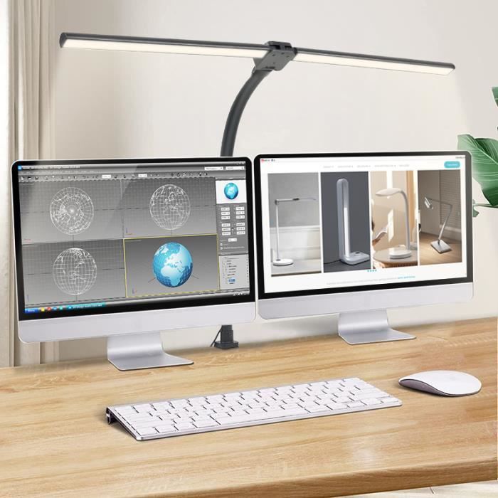 Lampe de Bureau - LED - 24W - Double Tête - Capteur de Lumière - Réglable