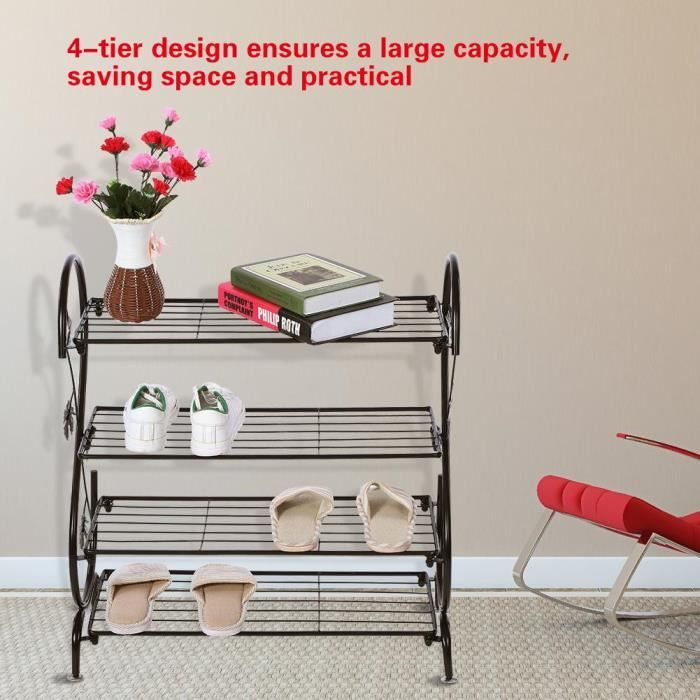 4 Niveaux Vintage Etagere A Chaussures En Fer En Metal Chaussures Etagere De Rangement Titulaire Maison Decor Mey