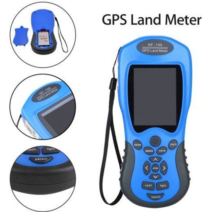NF-198 GPS Compteur terrestre Affichage LCD Valeur de Mesure Figure Mesure des Terres agricoles Bleu 