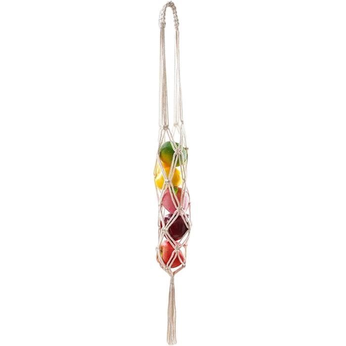 Corbeille Osier Panier Suspendu CHmiss En Jute - Corbeille à Fruits Mural Boho, Rangement Cuisine Ou Salon - Fait Main Stocker Oignons Ail