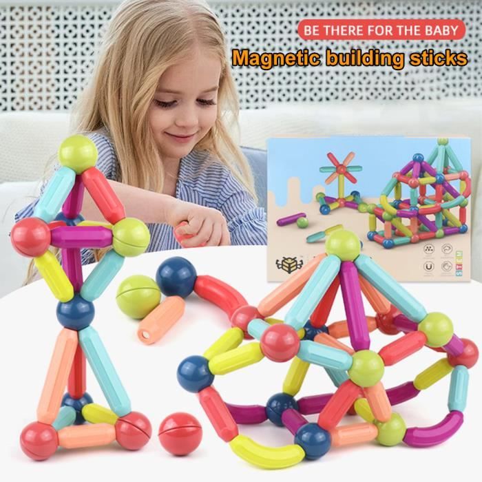 GLADTOP Blocs Magnétiques 46 Pièces – Jouet De Construction Éducatif Pour Enfants Dès 3 Ans – Formes 2D Et 3D – Sécurité ABS Alimentaire