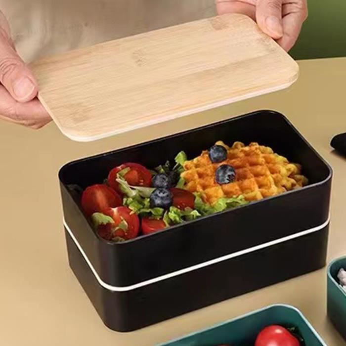 Boîte Bento à Sushi Avec Couvercle Housoutil - Plateau Compartimenté 30x24cm, Design Bois, Pour Repas à Emporter