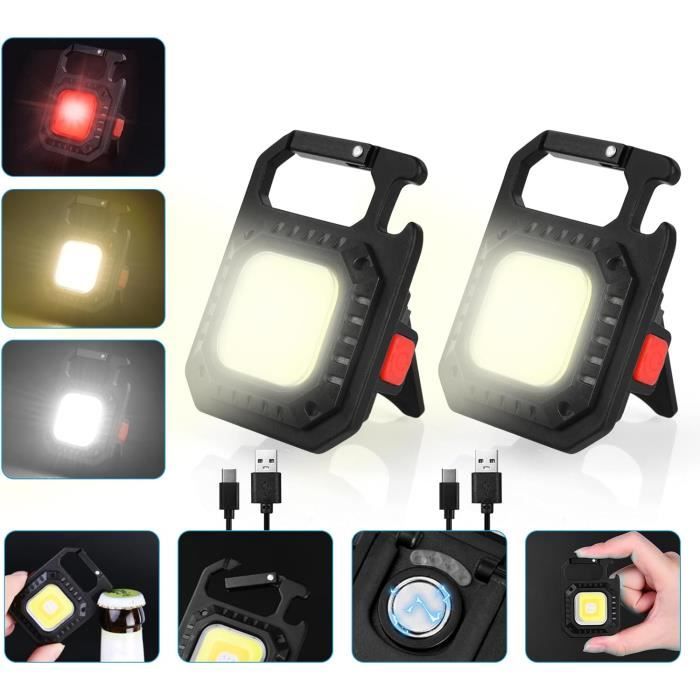 Mini Lampe De Travail Portable, 2Pcs 7 Modes Porte-Clés Lampe De Poche,  800Lm Usb Base Magnétique Étanche Lampes D'Inspection[J706]