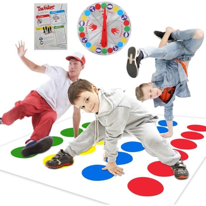 Jeu Twister Géant Pour Enfants Et Adultes - Tapis De Sol Avec Roue Tournante - Idéal Pour Fêtes Et Famille