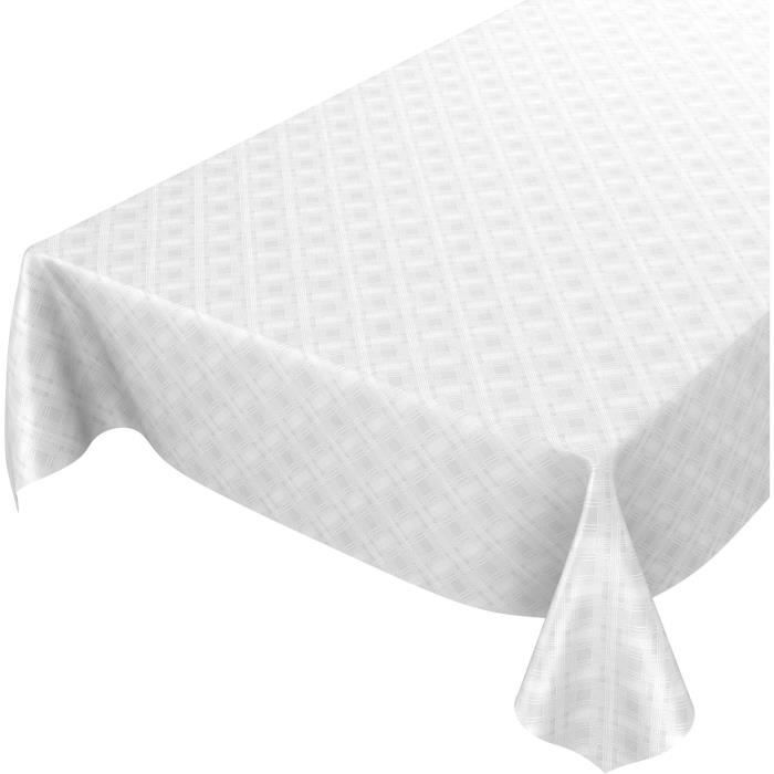 Nappe Toile Cirée ANRO Lavable Beige 100x140cm - Aspect Lin, Anti-Taches Pour Intérieur/Extérieur