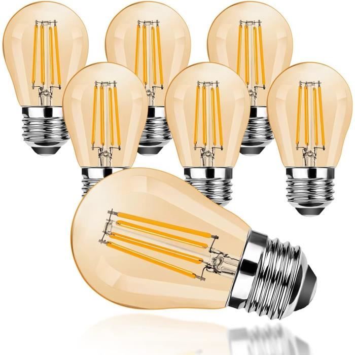 Lot De 5 Ampoules Halogènes E27 Blanc Chaud 2700K – 42W, 630 Lumens, Dimmable, Culot Gros Vis, Design Globe G45 Vintage