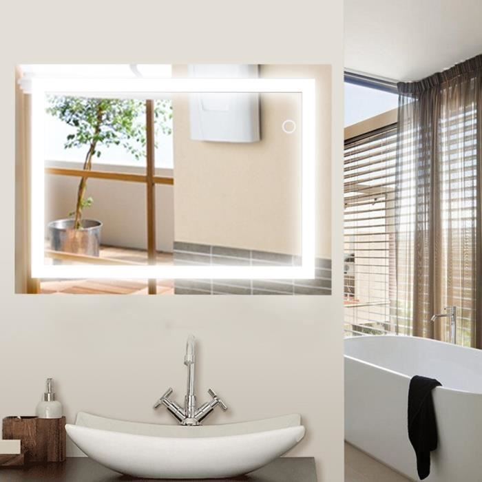 HEk MIROIR LUMINEUX LED SALLE DE BAIN 22W LAMPE DE MIROIR ÉCLAIRAGE ÉTANCHE 600X800MM BLANC FROID 6500K