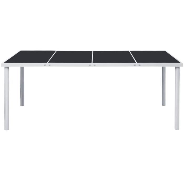 Table de salle à manger d'extérieur - MEE - 190 x 90 x 74 cm - Noir - Acier enduit de poudre