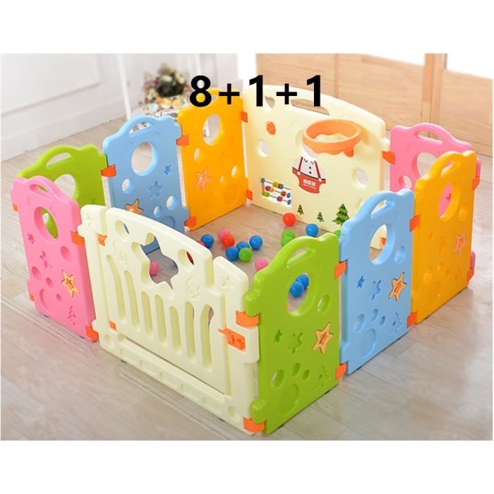 Neuf Parc Bebe En Plastique 8 1 1 Panels Avec Panneaux D Activite Et Porte Barriere Securite Cdiscount Pret A Porter