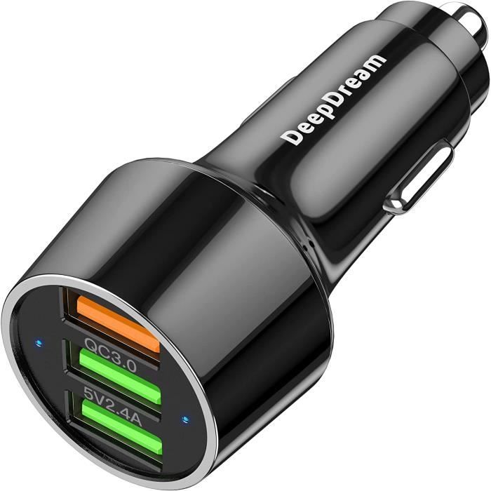 DeepDream Quick Charge 3.0 Chargeur de Voiture Rapide 30W 3 Ports USB Chargeur  Allume Cigare, Compatible avec Samsung Galaxy,[O1221] - Cdiscount Téléphonie