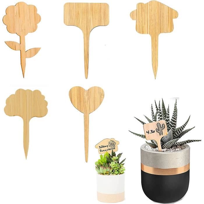 Lot De 40 étiquettes De Jardin En Bambou - 6x10 Cm - Pour Marquer Légumes, Herbes, Fleurs - Pointe Facile à Planter