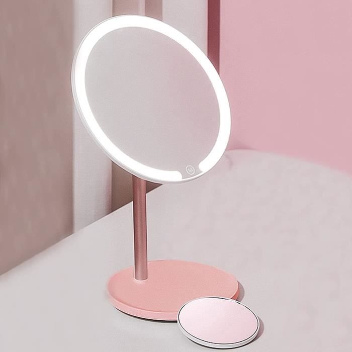 Miroir De Table Rotation 360° En Bois – Grand Miroir Maquillage 22x17 Cm, Style Naturel & Élégant