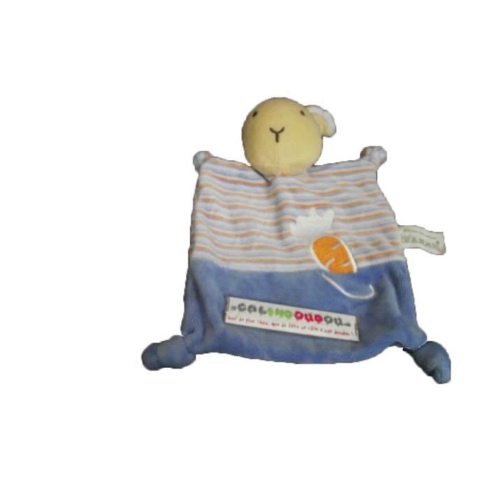 Doudou Ciad Auchan Lapin Plat Bleu Carotte Orange Rayee Rayure Cdiscount Puericulture Eveil Bebe