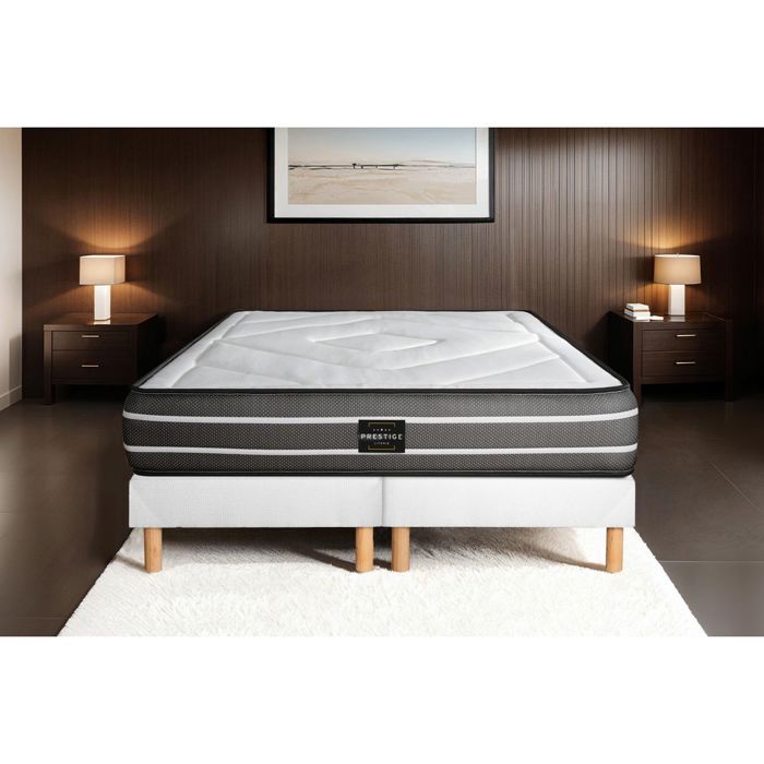 Ensemble sommier matelas 160x200 Exclusive Ressorts ensachés - 22 cm - Ferme - double sommiers blanc Ensemble sommier matelas 160x200 Exclusive Ressorts ensachés - 22 cm - Ferme - double sommiers blanc