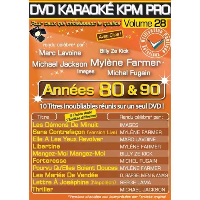 DVD Karaoké KPM Pro Vol.28 Années 80 & 90 - Cdiscount