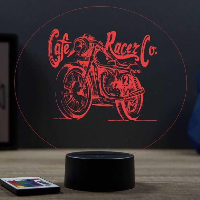 Lampe 3D moto Café Racer – LED – Idée Cadeau – Fabriquée en France