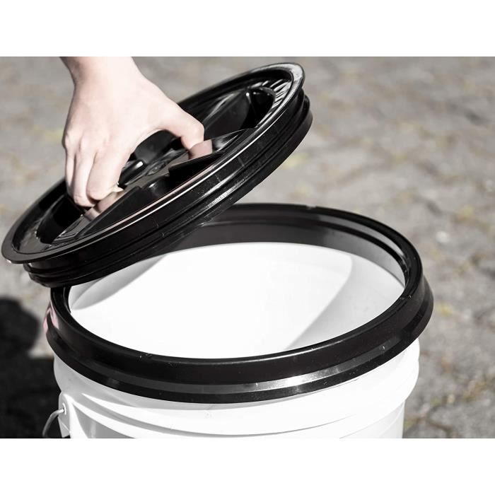 Kit Accessoire Seau Lavage Voiture - Couvercle + Insert GritGuard 12" Jaune, Compatible Meguiar's