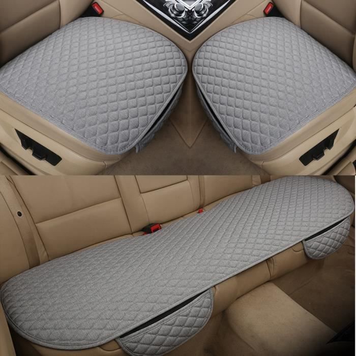 Housse de siège de voiture en lin avant arrière coussin en tissu de lin  respirant protecteur tapis de gray 3 pcs - Cdiscount Auto