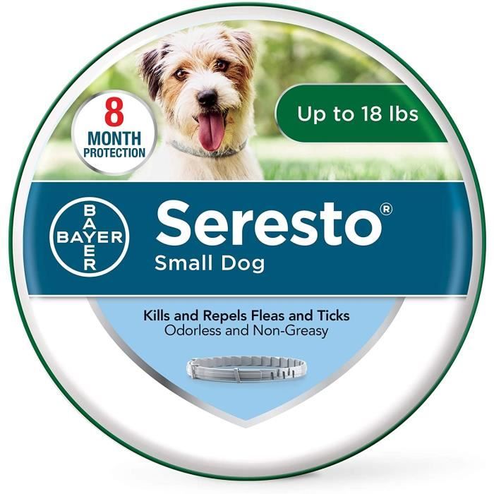 Bayer Animal Health SERESTO Collier Antipuces et tiques pour Chiens Petite  de Moins de 8,2 Kilogram (2Pack) - Cdiscount
