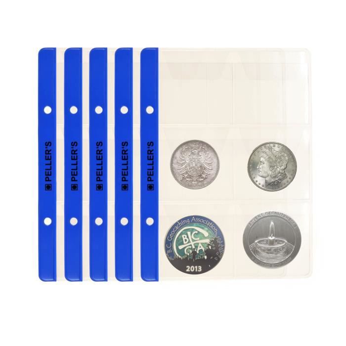 46mm X 50mm Paquet de 10 pièces Feuilles pour collection de pièces de monnaie PELLERS pour classeur M 12 Pochettes pour monnaies idéal pour les pièces en euros et autres jusquà 40 mm de diamètre. 