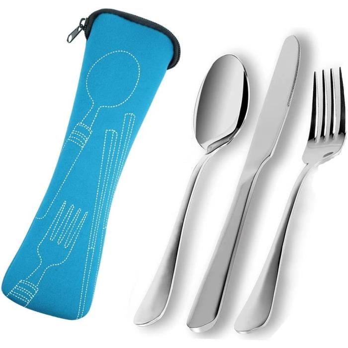 Couverts De Voyage Chilly's - Set 4 Pièces En Acier Inoxydable Avec étui En Aluminium, Couleur Lichen Green - 10
