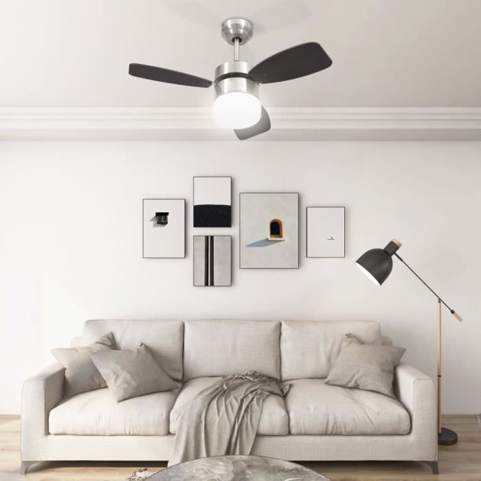 Ventilateur de plafond - SWT - 76 cm - Marron foncé - Télécommande - 3 vitesses