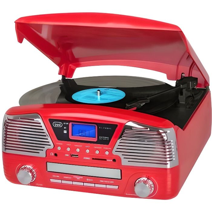 Tournedisque avec radio, lecteur CD, Bluetooth, USB, SD MP3 TREVI TT1068 Rouge Cdiscount TV