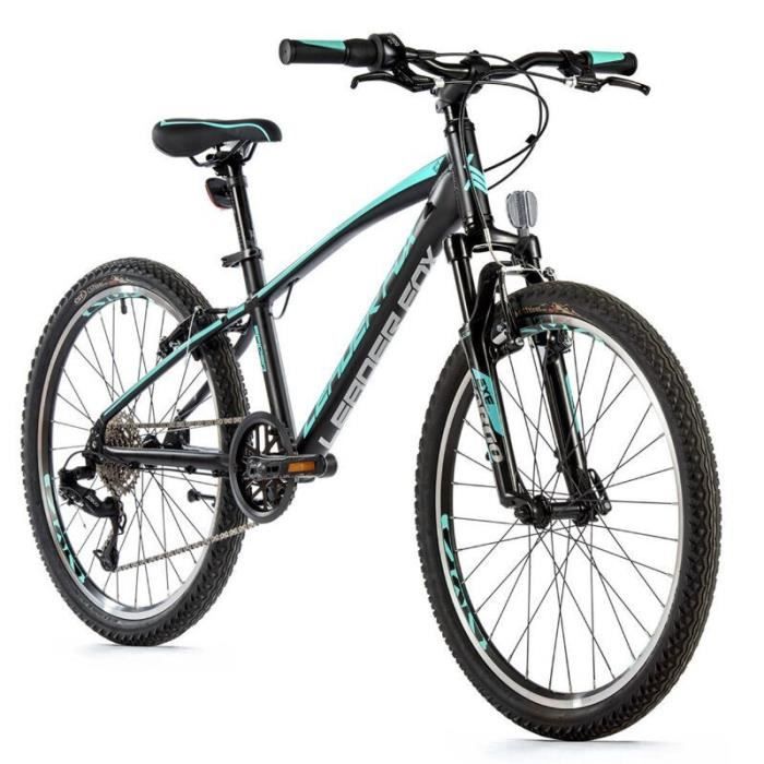 Vélo électrique VTT 24 musculaire enfant Leader Fox Spider 2023 8V - noir / vert claire - 135/145 cm