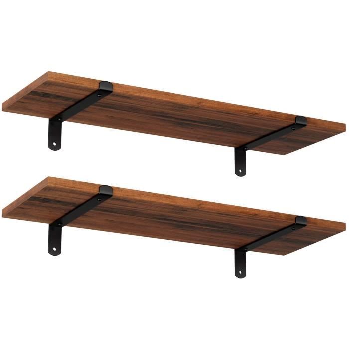 Étagères Murales SONGMICS - Style Rétro - Charge Max. 15 kg - 60 x 20 x 7 cm - MDF Marron et Noir