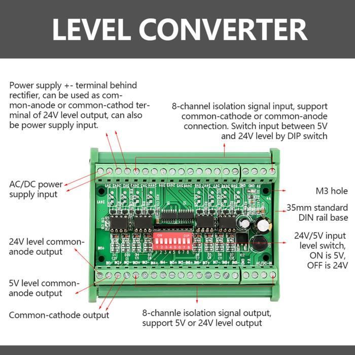 Optocoupler Isolation Board 1Pc 8 Canaux Npn / Pnp Vers Npn 5v / 24v Convertisseur De Niveau De Module De Conversion De Signal 10mhz Optocoupler Isolation Module