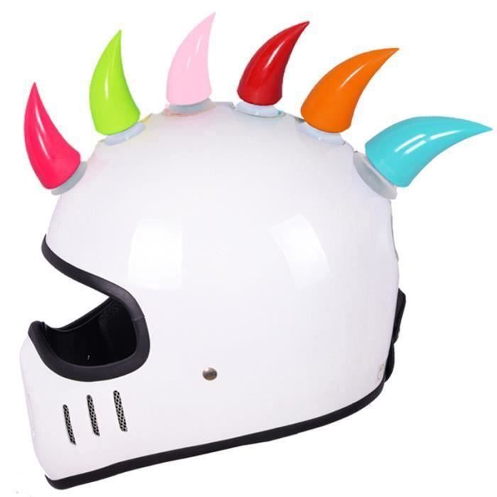 Kit 14 Décorations Casque Moto + 2 Films Anti-pluie - Cornes Diable, 7 Couleurs, Ventouse - Personnalisation Casque Adulte/enfant